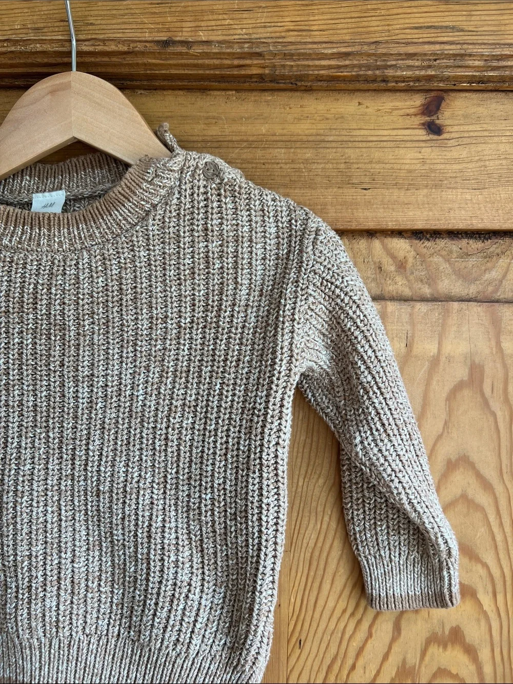 H&M | Neutral Knit Crewneck Sweater - Beige/Tan 100% Cotton
